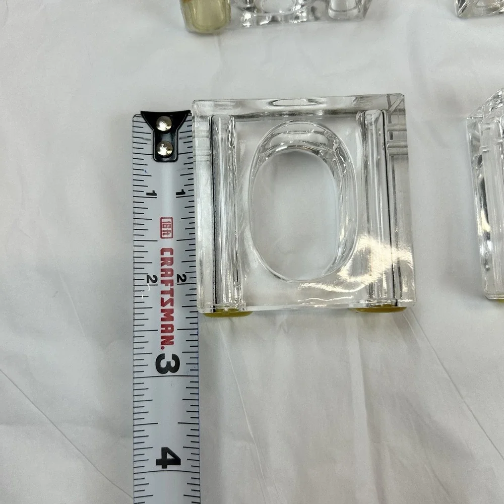 Vintage Crest Taiwan Mid-century Modern Lucite Acrylic Square Napkin Rings - 8